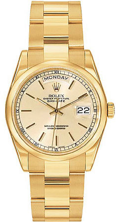 Rolex Day-Date Swiss Clone 118208 with President Case & Blue Gold Dial Watch