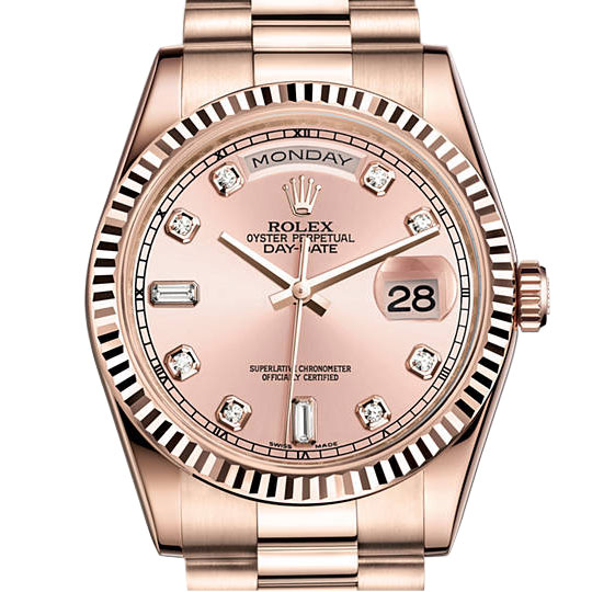 Rolex Day-Date 36mm Pink Diamond Dial Rose Gold Replica Watch