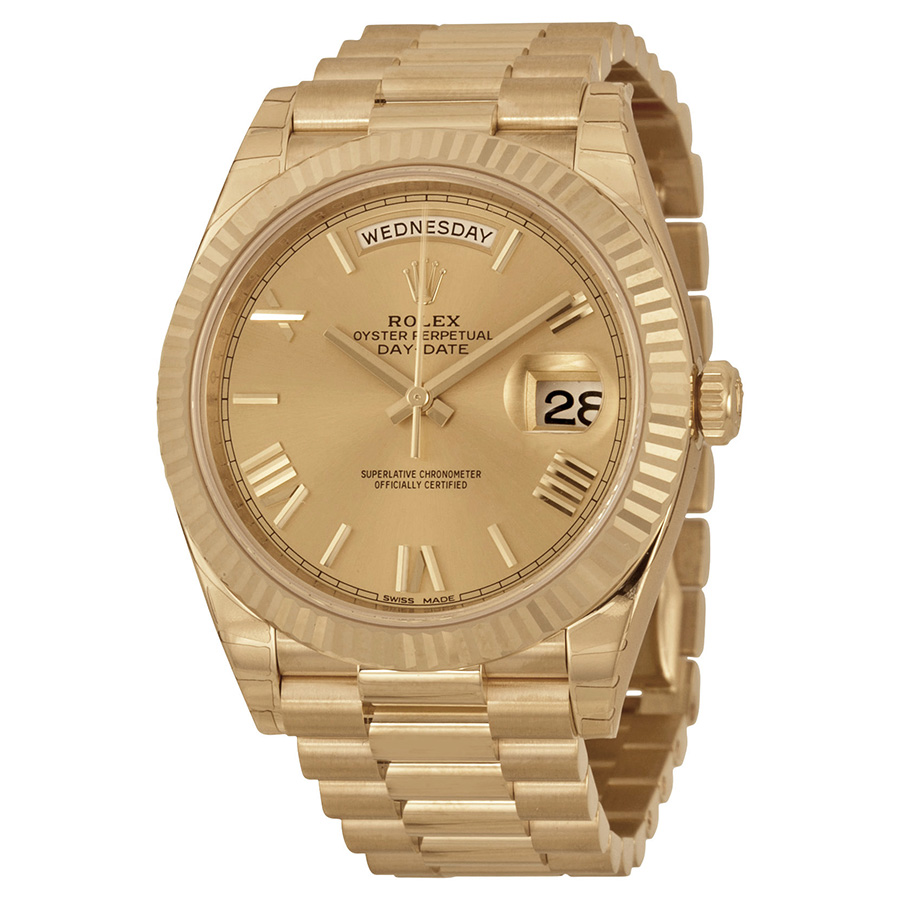 Champagne Rolex Day-Date 40 Automatic 41mm Reps w/Quartz Movement, Classic Luxury Clone Watch