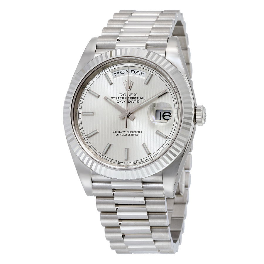 Iconic Rolex Day-Date 40 228239SSP Clone in Polished Stainless Steel Automatic White Gold Bezel & Dial Watch