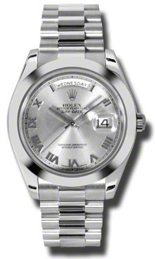 Rhodium Plated Rolex Day-Date II 218206RRP Masterpiece Automatic Diamond Bezel Watch
