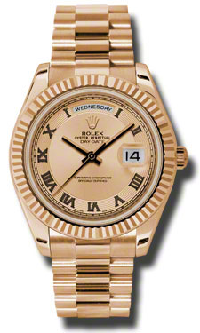 Superlative Rolex Day-Date II 41mm Steel Gold Case Automatic Black Chronograph Watch