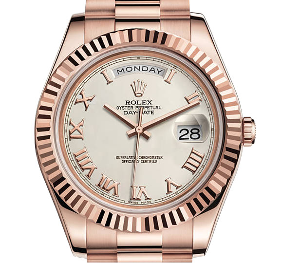 Rolex Day-Date II Clone in 18K Everose Gold with Elegant White Face and Smooth Sapphire Crystal