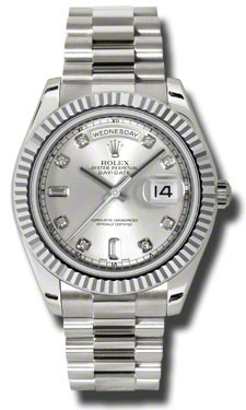 Rolex Day-Date II 218239SDP White Gold Automatic Diamond Bezel Iconic Chronograph Watch