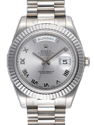 Rolex Day-Date II 41mm Silver Dial Automatic Replica Watch - Prestige Timepiece