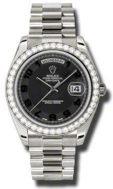 Swiss-Engineered Rolex Day-Date II 218349BKCAP Black Coated Case Automatic Jet Black Dial Watch