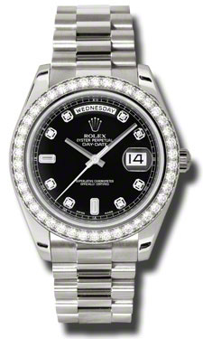 Rolex Day-Date II Chronograph Imitation 41mm Black Diamond Bezel Automatic Watch