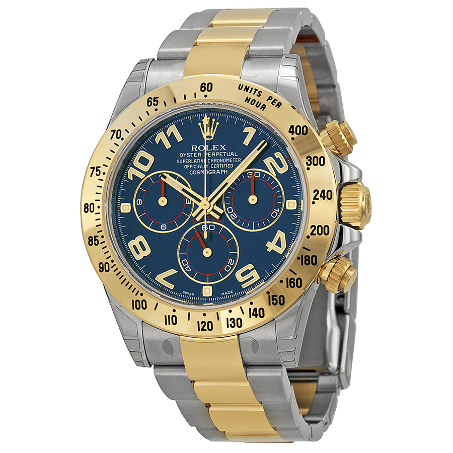 Chrome Daytona Rolex 116523BLAO Clone w/Black Face, Swiss, 40mm Case