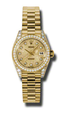 Stunning Rolex Lady Datejust 179158CJDP Reps - 28mm Gold & Black自动机械石英女士腕表