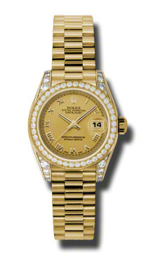 Classy Rolex Lady Datejust 179158CRP Automatic Lady's Watch - Elegant Gold & Black