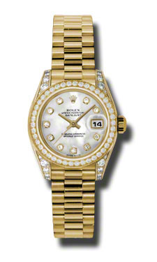 Classic Style Rolex Lady Datejust 179158MDP 28mm Gold & Black Dial Replica Watch