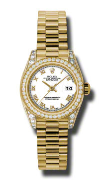 Automatic Lady Datejust Rolex 179158WRP in Gold & Diamond Accent with Bezel Set