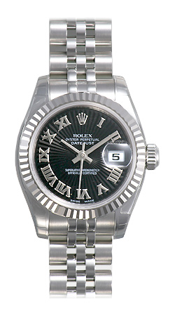 Stunning Rolex Lady Datejust Clone in Stainless Steel with Black Dial Watch
