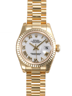 Omega Datejust Swiss Automatic 30mm Polished Gold Rose Gold Dial Ladies Watch