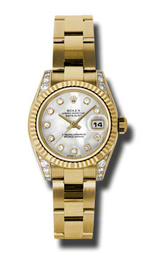 Rolex Datejust 179238MDO Imitation Gold & Diamond Ladies Watch with White Dial