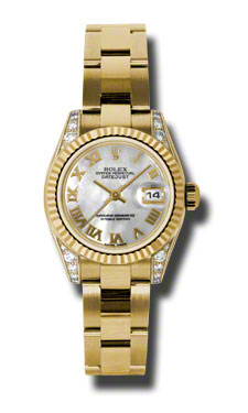 Classical Rolex Datejust 179238MRO Automatic Lady's Watch - Timeless Elegance, 28mm Gold-Plated Stainless Steel, Black Roman Dial, 50M Water-Resistant