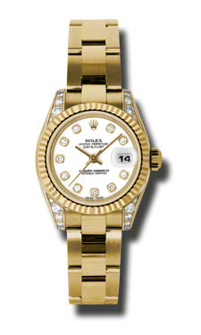 18K Yellow Gold Rolex Datejust Lady 179238WDO Replicates Sparkling Diamond Set Watch