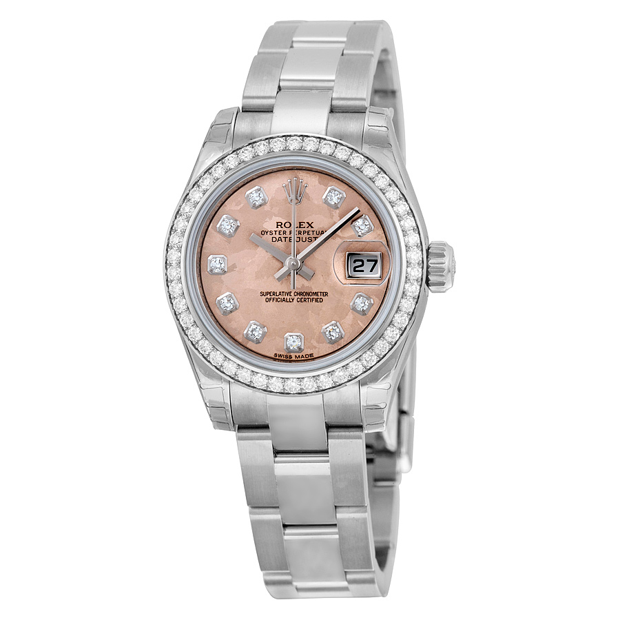 Rolex Datejust Ladies Gold Crystal Diamond Bezel Steel Watch