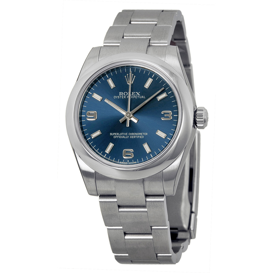 Vintage Glamour Rolex Oyster Perpetual Automatic 177200BLASO 36mm Steel Blue Dial Watch