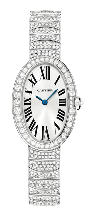 Cartier Baignoire WB520011 Rhodium 18k White Gold Classic Round Face Lady's Watch