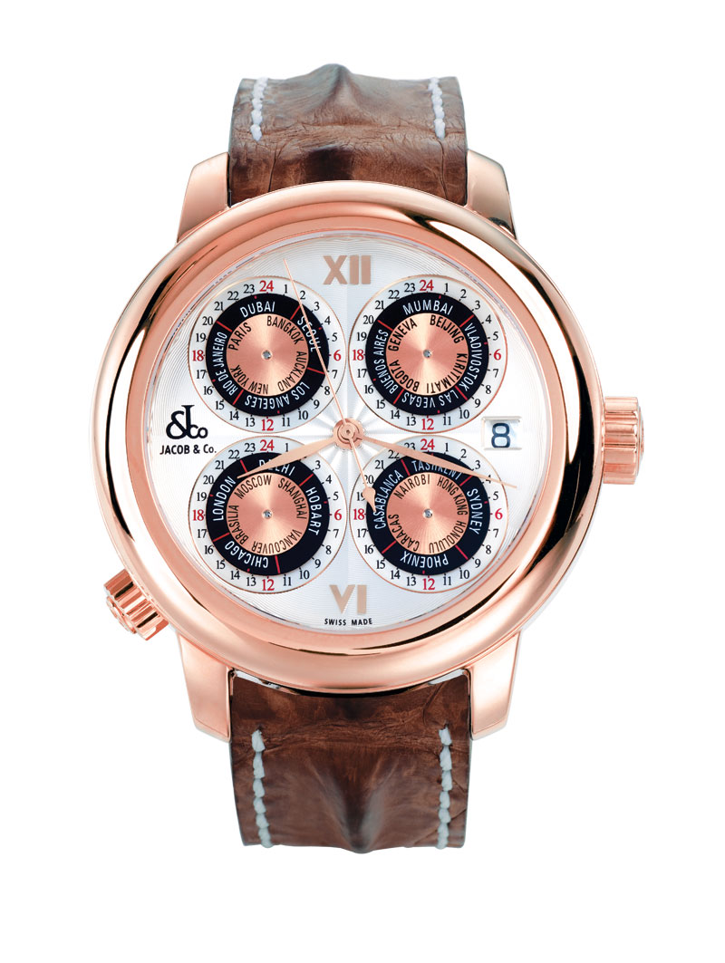 Jacob & Co. GMT11rg Rose Gold Clone Watch: Elegant Multi-Time Zone Automatic Timepiece