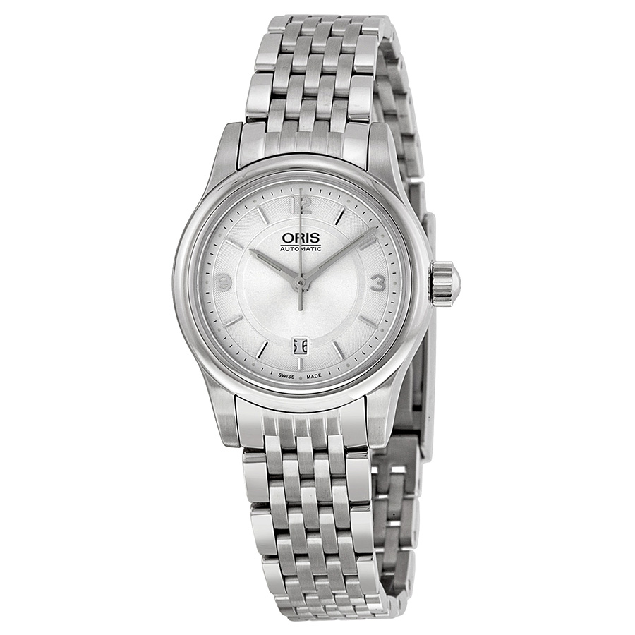 Oris 01 Ladies Automatic Watch - Stainless Steel Case - Soft Silver Dial - Water Resistant 30m