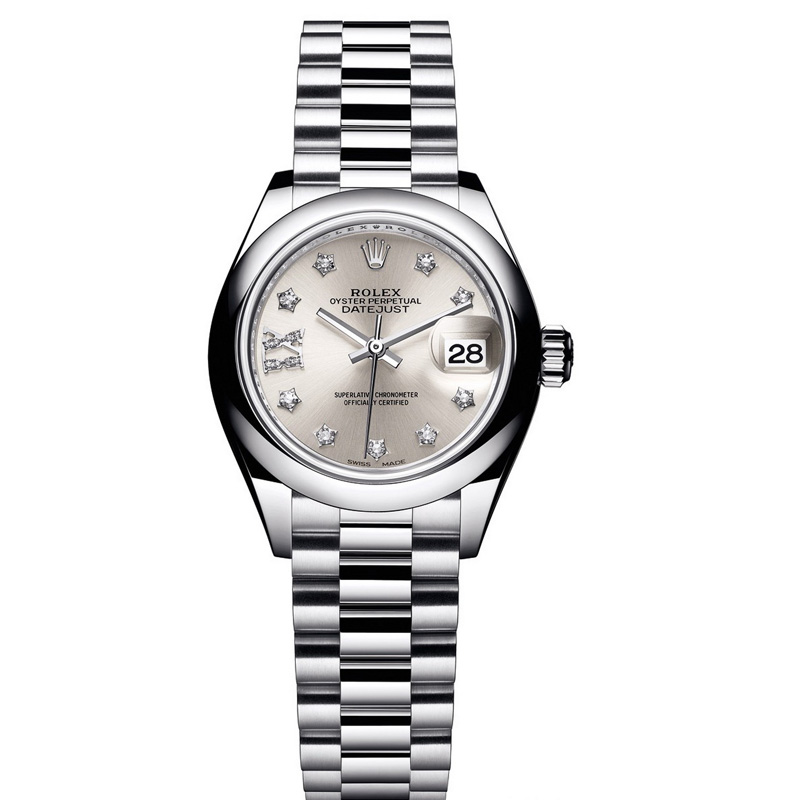 Rolex Lady Datejust 279166SRDP Steel & Rose Gold Silver Dial Watch