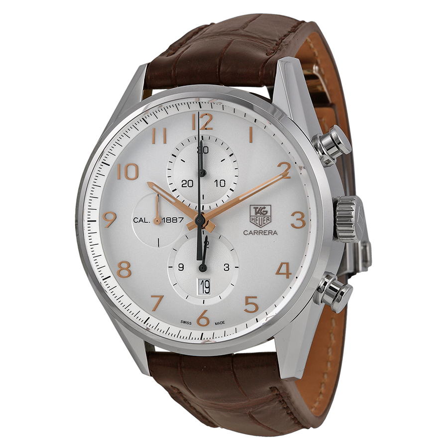 Tag Heuer Carrera Clone - Swiss Auto - Silver Case - Black Sub-Dial - 43mm Water-Resistant Watch