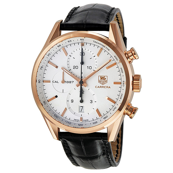 18kt Rose Gold Tag Heuer Carrera Clone Automatic Polished Bezel Diver Watch