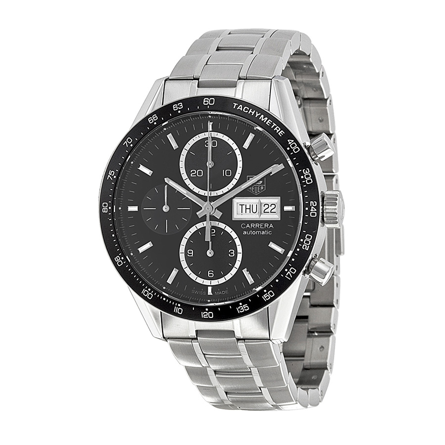 Tag Heuer Carrera Automatic Black Dial Steel Chronograph Replica Watch