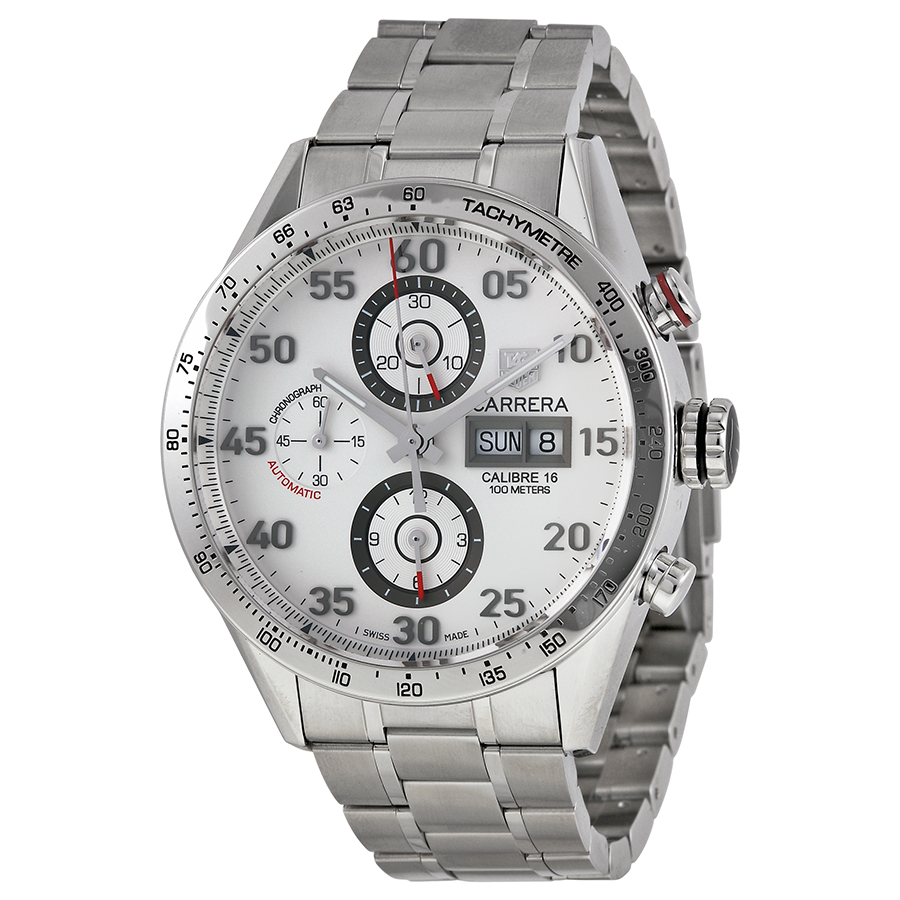 Tag Heuer Carrera Automatic Chronograph Mens Watch - Jet Black Face Steel Case 200m Water Resistant