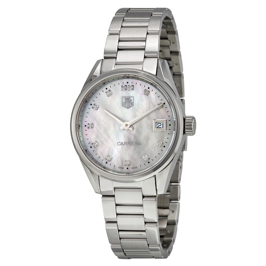 Tag Heuer Carrera Clone Automatic Mother of Pearl White Dial Sports Watch