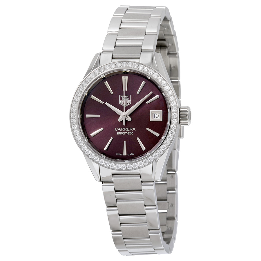 Tag Heuer Carrera Clone Maroon Dial Automatic 43mm Steel Watch