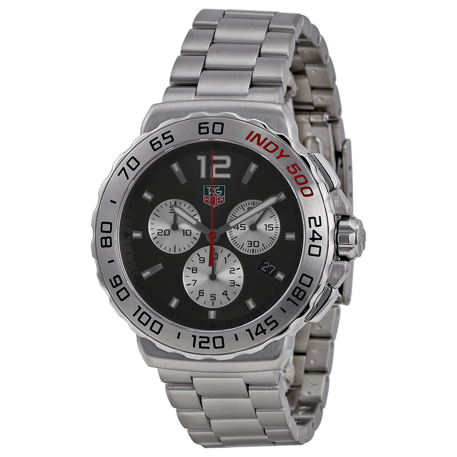 Tag Heuer Formula 1 Racing Chrono Quartz CAU1113 Clone with Black Dial and Rubber Strap