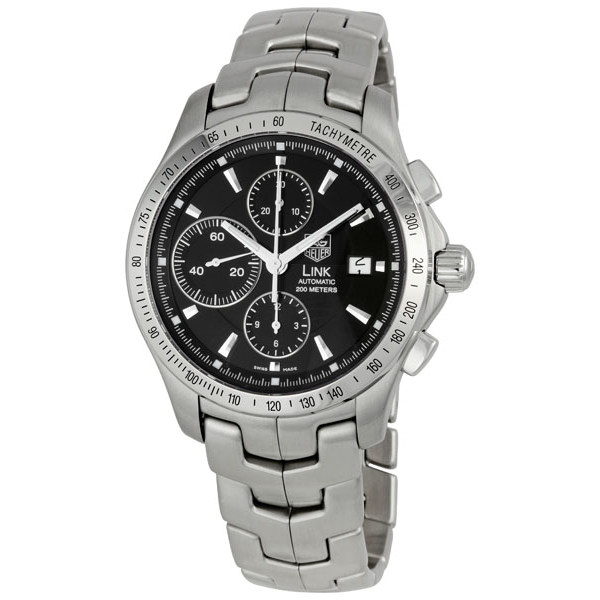 Tag Heuer Link Automatic Chronograph Black Guilloche Diver Watch