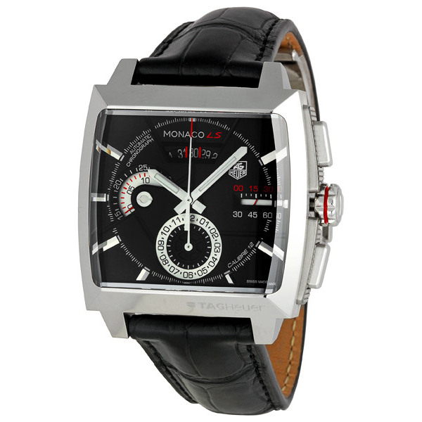 Tag Heuer Monaco V8 Chronograph Automatic Steel Bezel Jet Black Watch