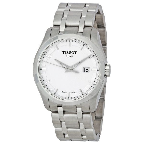 Tissot Couturier Silver Automatic Watch with Black Dial and Elegant Case