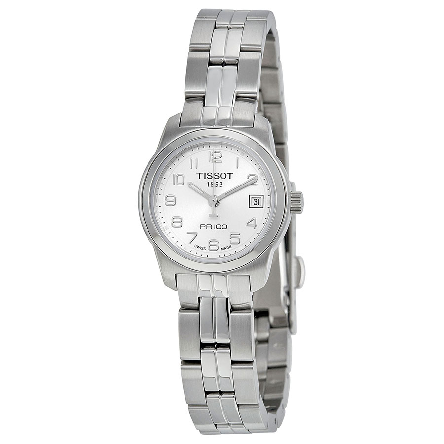 Tissot PR 100 Ladies Watch with Silver Dial and Steel Bracelet