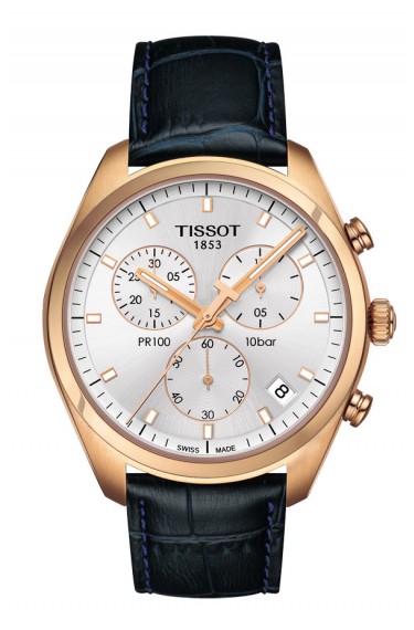 Tissot PR 100 Rose Gold & Steel Chronograph Watch - Silver Dial