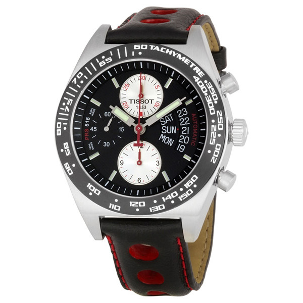 Tissot PRS 516 Automatic Chronograph Black Face 41mm Water-Resistant Steel Mens Watch
