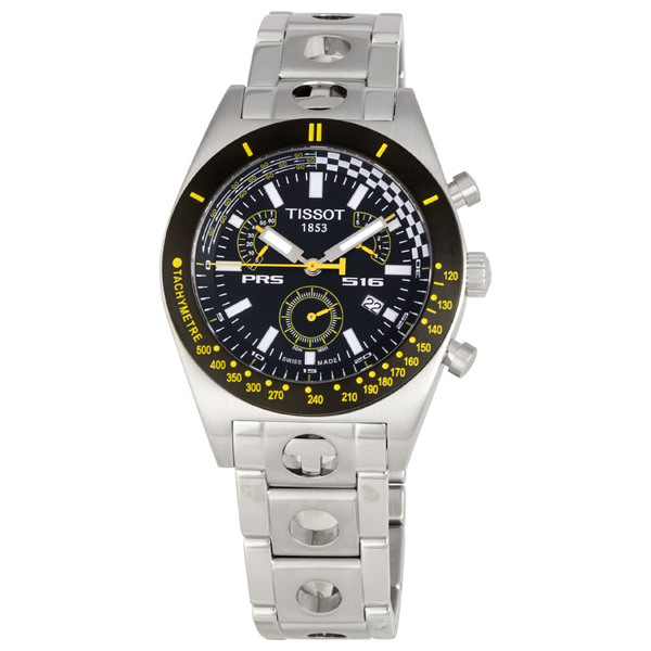 Tissot PRS 516 Clone Automatic Steel Chronograph with Jet Black Face