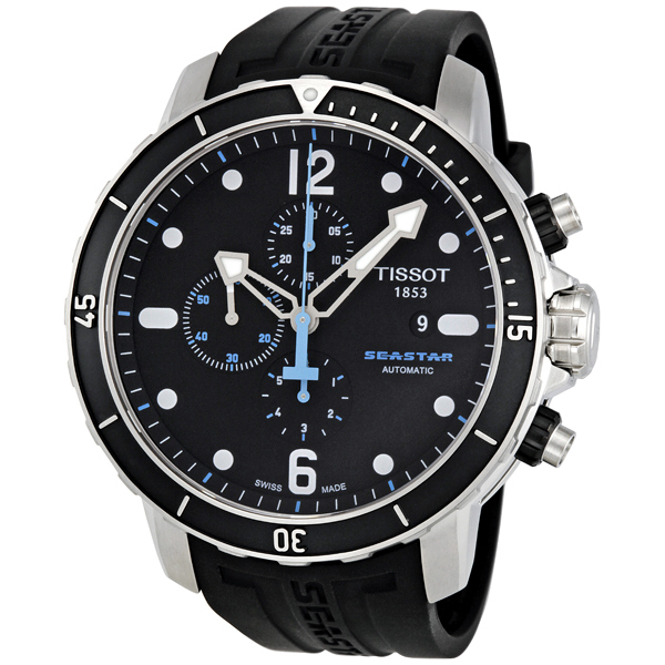 Tissot Seaster Dive Chrono Black Dial Automatic Water Resistant Watch