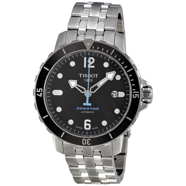 Tissot Seaster Diver 43mm Black Face Automatic Mens Watch