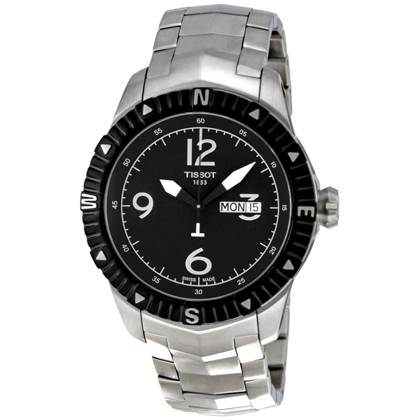 Stainless Steel Tissot T-Sport Clone with Dynamic Black Face & Chronograph Movement Watch