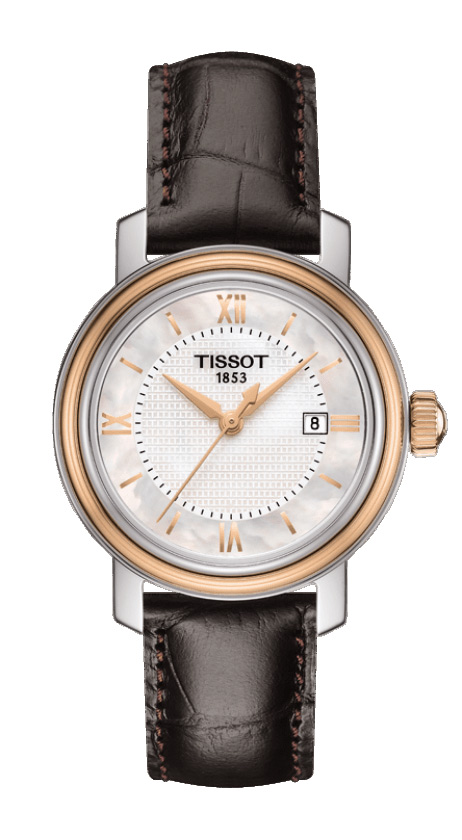 Tissot Lady's Timepiece, Swiss Automatic, 26mm Gold-Plated Case, Polished Silver Dial Watch
