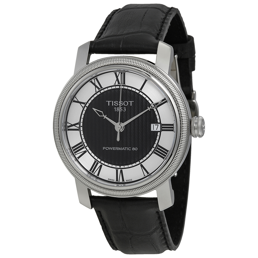 Tissot Prestige Stainless Steel Manual Winder Watch - Jet Black Dial - 41mm