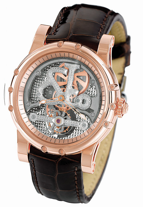 Jacob & Co. Napoleon Collection NT3rg Mens Watch - Automatic Swiss Movement, 18K Rose Gold, Black Dial, 50M Water Resistant