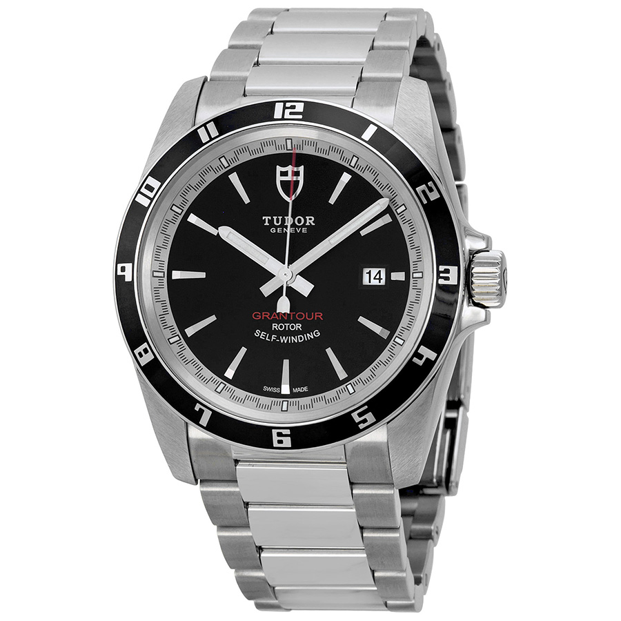 Tudor Grantour Chrono Black Steel Imitation Watch - Swiss Automatic - Jet Black Face - 41mm Water Resistant