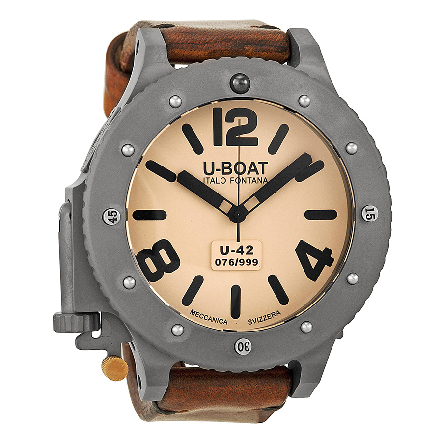 Replica U-Boat 6169 Beige Automatic Watch – Swiss Movt, Chrome Dial, 40mm Case