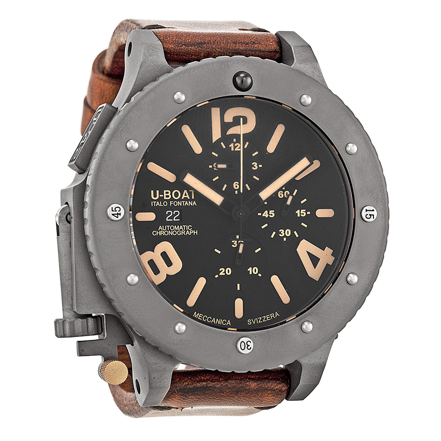 U-Boat Titanium Dive Timepiece - Automatic 300m Water-Resistant Jet Black Face Watch